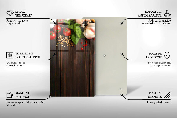 Tocător din sticlă Legume pe masă