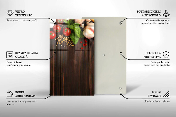 Tocător din sticlă Legume pe masă