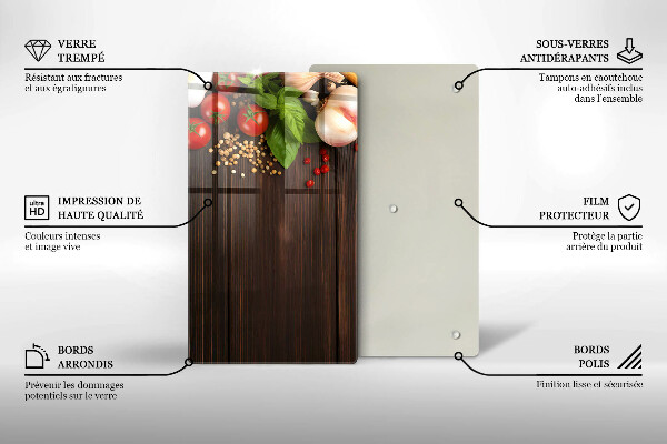 Tocător din sticlă Legume pe masă