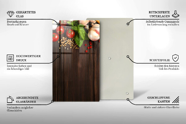 Tocător din sticlă Legume pe masă