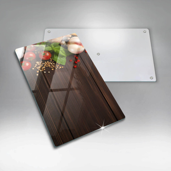 Tocător din sticlă Legume pe masă