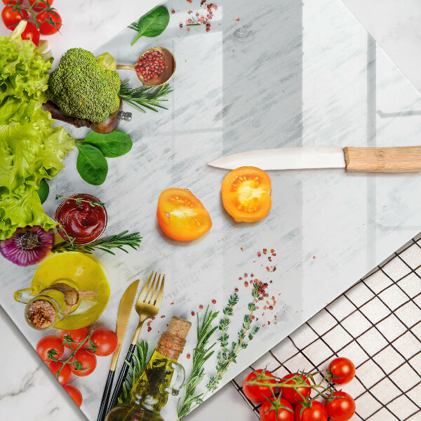 Tocător din sticlă Legume și condimente