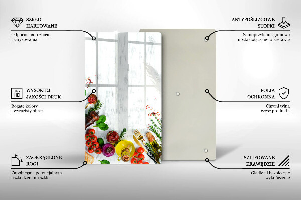 Tocător din sticlă Legume și condimente