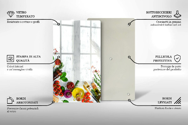 Tocător din sticlă Legume și condimente