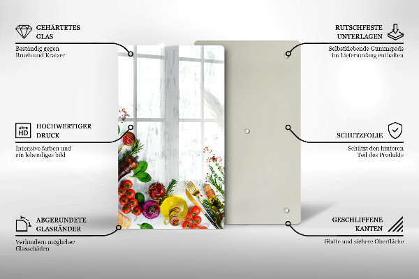 Tocător din sticlă Legume și condimente