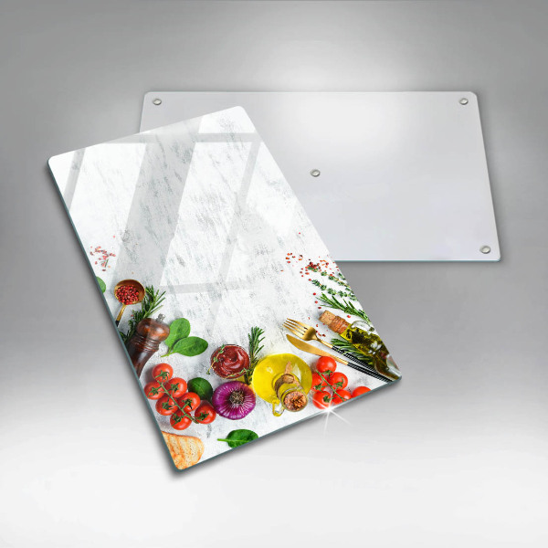 Tocător din sticlă Legume și condimente