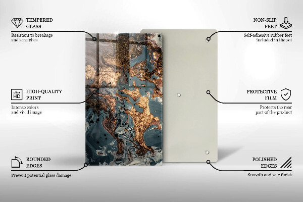 Tocător de bucătărie Stâncă decorativă cu aur