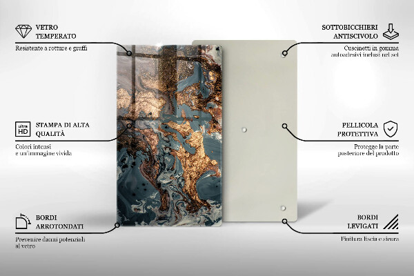 Tocător de bucătărie Stâncă decorativă cu aur