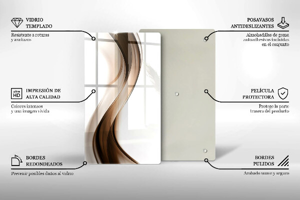 Tocător de bucătărie Linii maro abstracte