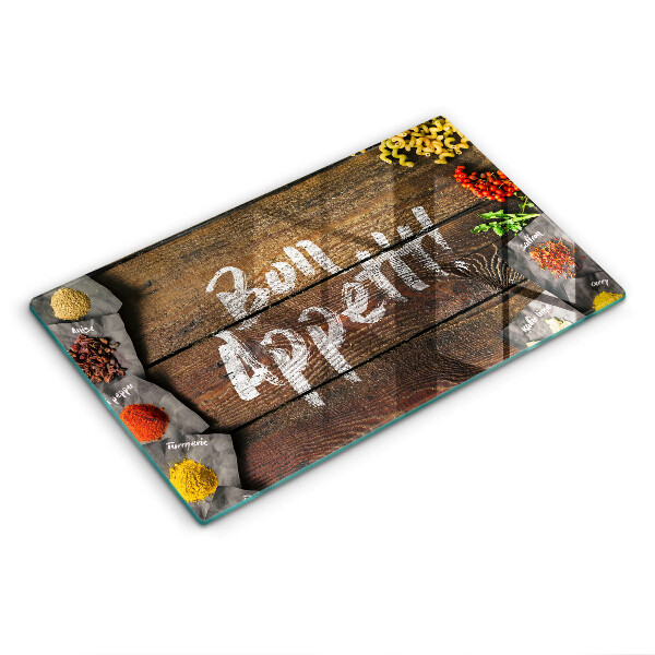 Tocător din sticlă Plăci cu inscripții Bon appetit