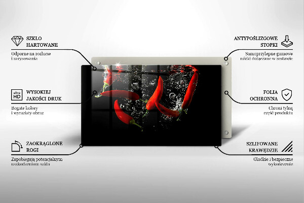 Tocător din sticlă Ardei iute în apă
