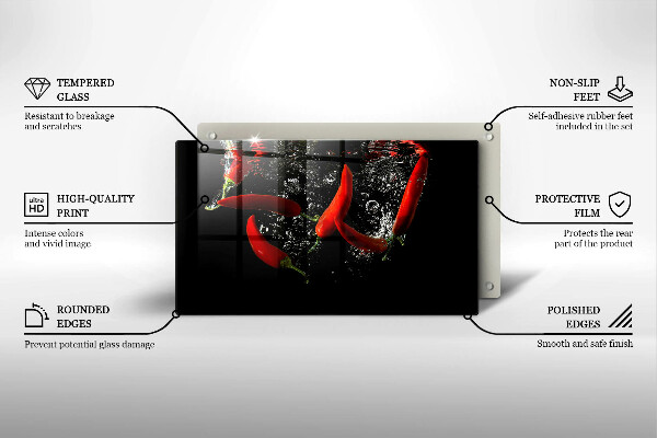 Tocător din sticlă Ardei iute în apă