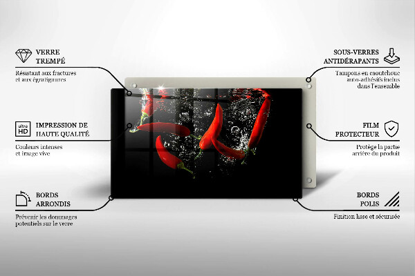 Tocător din sticlă Ardei iute în apă