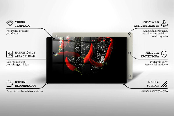 Tocător din sticlă Ardei iute în apă