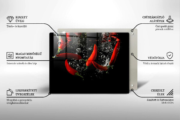Tocător din sticlă Ardei iute în apă