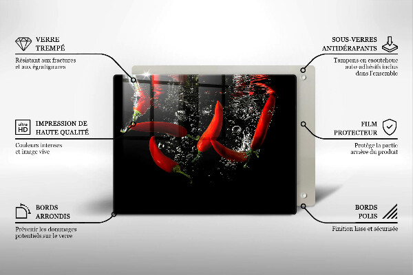 Tocător din sticlă Ardei iute în apă