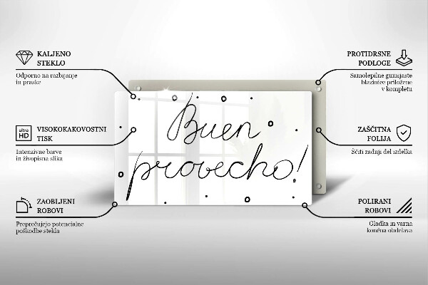 Tocător din sticlă Buen provecho!