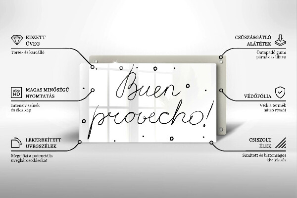 Tocător din sticlă Buen provecho!