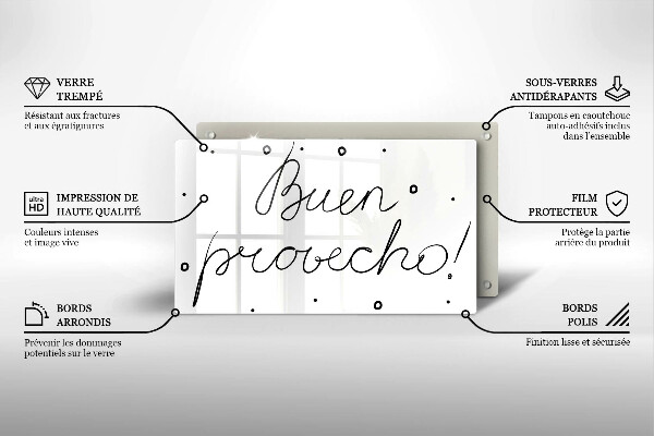 Tocător din sticlă Buen provecho!