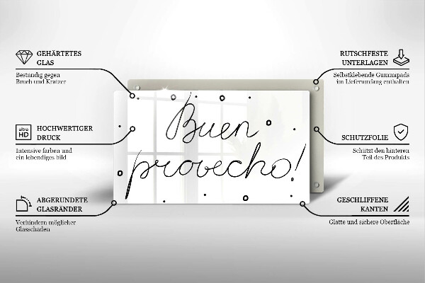 Tocător din sticlă Buen provecho!