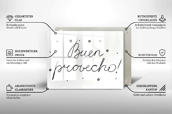 Tocător din sticlă Buen provecho!