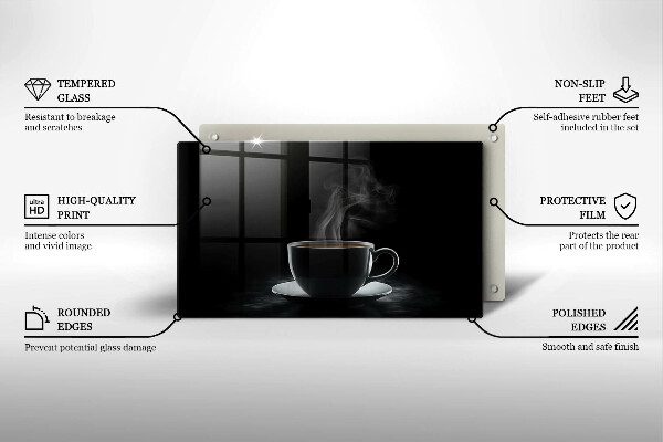 Tocător din sticlă ceașcă fierbinte de cafea