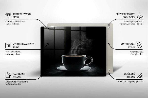 Tocător din sticlă ceașcă fierbinte de cafea