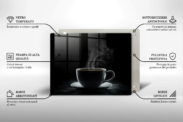 Tocător din sticlă ceașcă fierbinte de cafea