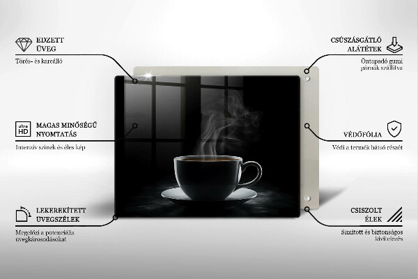 Tocător din sticlă ceașcă fierbinte de cafea