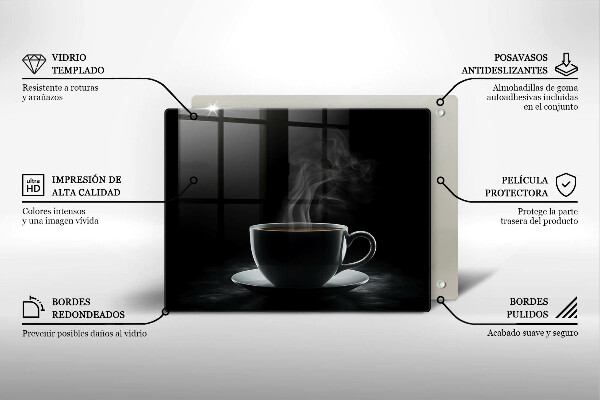 Tocător din sticlă ceașcă fierbinte de cafea