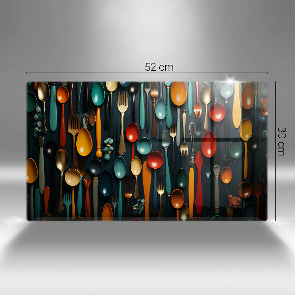 Tocător din sticlă Linguri și furculițe colorate