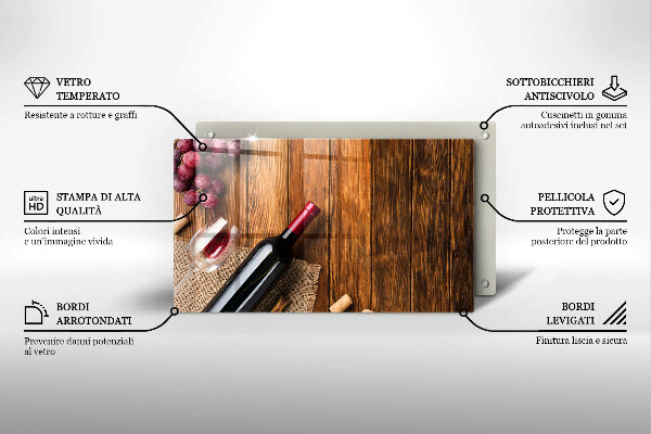 Tocător din sticlă O sticlă de vin roșu