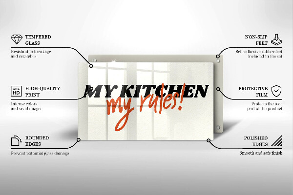 Tocător din sticlă My kitchen my rules