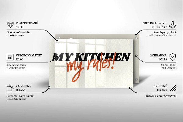Tocător din sticlă My kitchen my rules