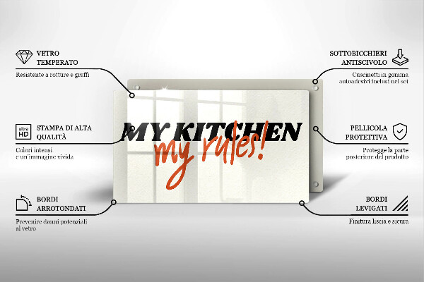Tocător din sticlă My kitchen my rules