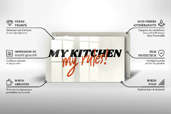 Tocător din sticlă My kitchen my rules