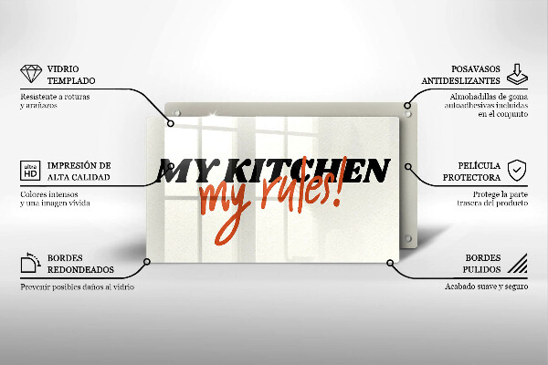 Tocător din sticlă My kitchen my rules