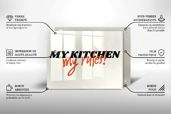Tocător din sticlă My kitchen my rules