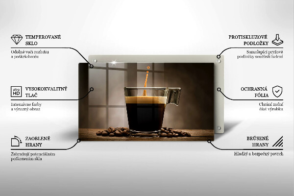 Tocător din sticlă Sticlă și boabe de cafea