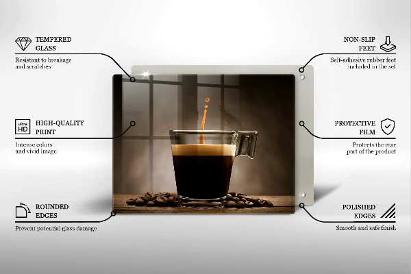 Tocător din sticlă Sticlă și boabe de cafea