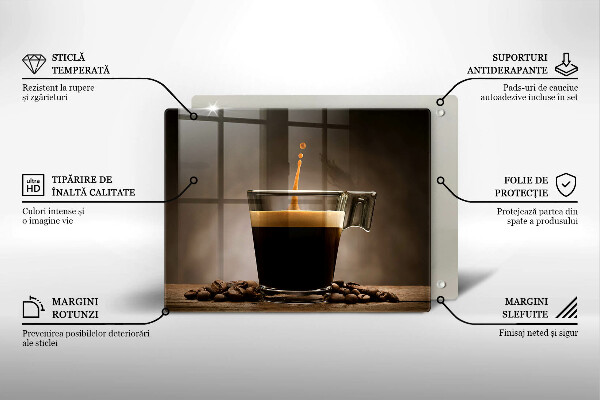 Tocător din sticlă Sticlă și boabe de cafea