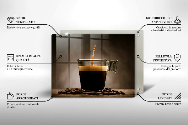 Tocător din sticlă Sticlă și boabe de cafea