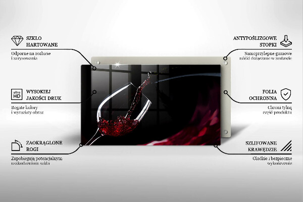 Tocător din sticlă Un pahar de vin roșu