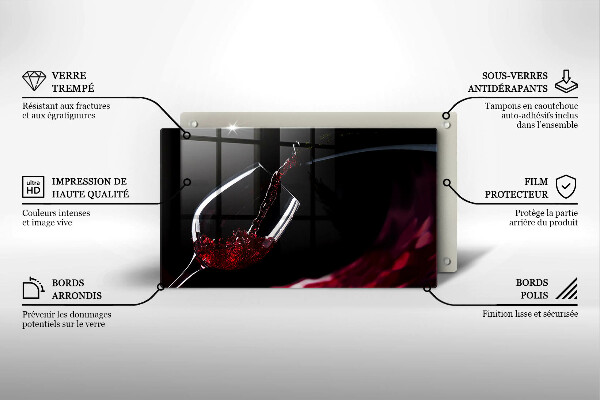 Tocător din sticlă Un pahar de vin roșu