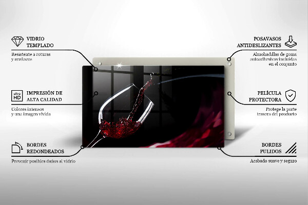 Tocător din sticlă Un pahar de vin roșu