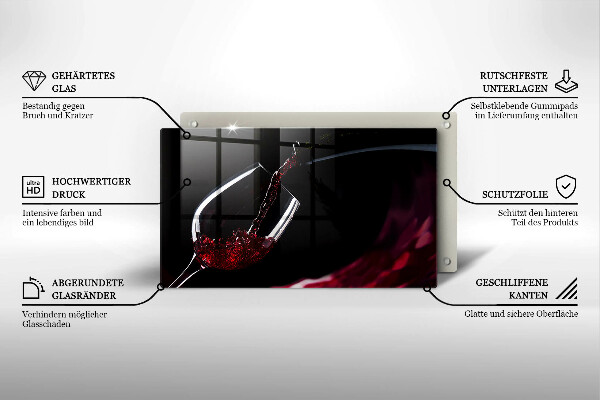 Tocător din sticlă Un pahar de vin roșu