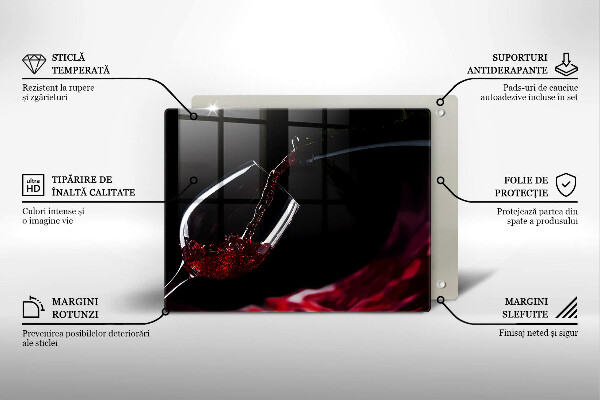 Tocător din sticlă Un pahar de vin roșu