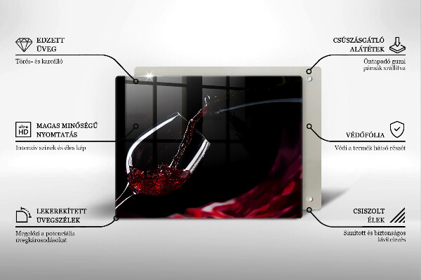 Tocător din sticlă Un pahar de vin roșu