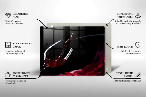 Tocător din sticlă Un pahar de vin roșu