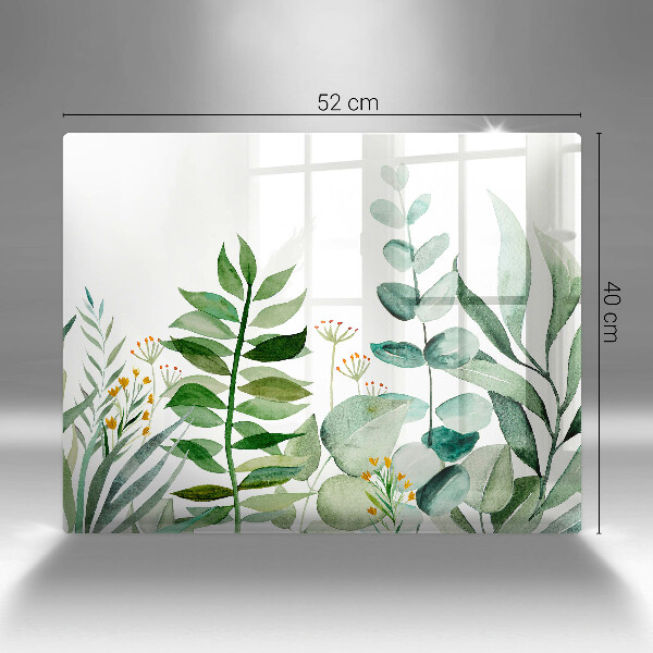 Tocător din sticlă Ilustrație cu frunze de plante